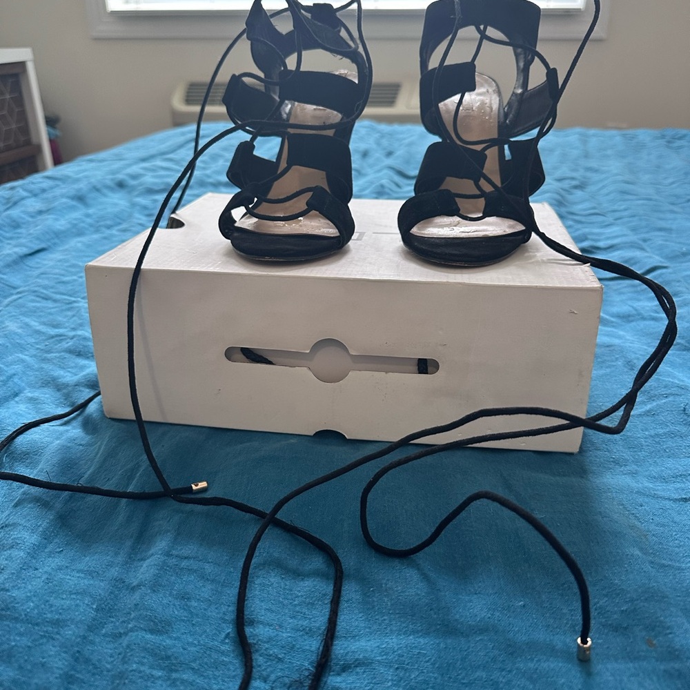 Aldo Black Lace-Up Strappy High Heels